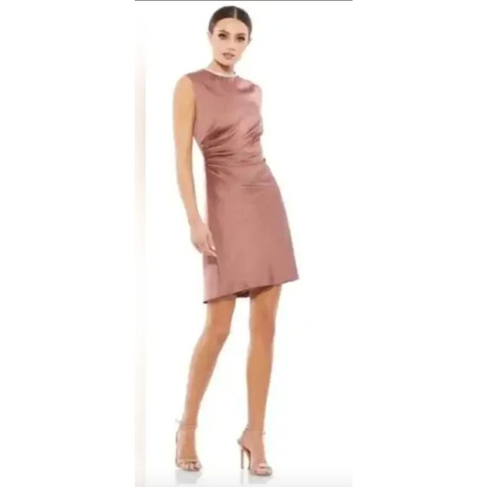 MAC DUGGAL Dress Size 6 Evening Gown Rhinestone Collar Pink Mauve NEW Mini Flaw